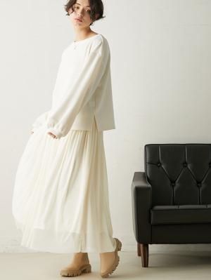 マタニティ ワンピース|【セット】サテンツイルキャミ ワンピース＆ニットソープルオーバー　マタニティ・授乳服【出産後も長く使える】