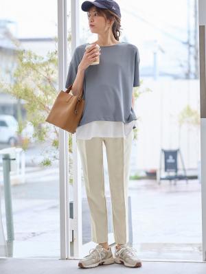 マタニティ パンツ|センタープレスパンツ　マタニティ・産後【出産後も長く使える】|ライトベージュ