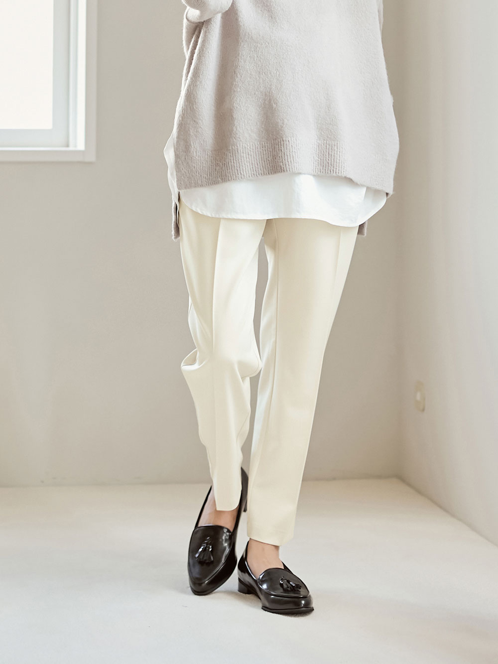 マタニティ パンツ|センタープレスパンツ　マタニティ・産後【出産後も長く使える】|ライトベージュ