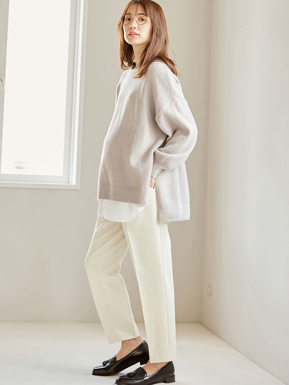 マタニティ パンツ|センタープレスパンツ　マタニティ・産後【出産後も長く使える】|ライトベージュ