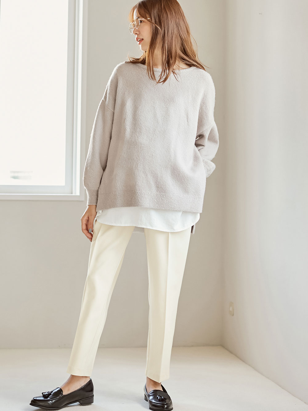 マタニティ パンツ|センタープレスパンツ　マタニティ・産後【出産後も長く使える】|ライトベージュ