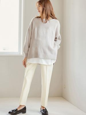 マタニティ パンツ|センタープレスパンツ　マタニティ・産後【出産後も長く使える】|ライトベージュ