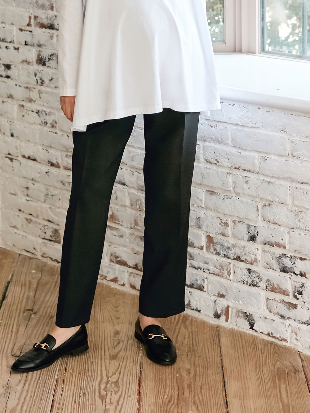 マタニティ パンツ|センタープレスパンツ　マタニティ・産後【出産後も長く使える】|ブラック