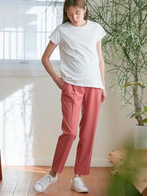 マタニティ パンツ|センタープレスパンツ　マタニティ・産後【出産後も長く使える】|ピンク