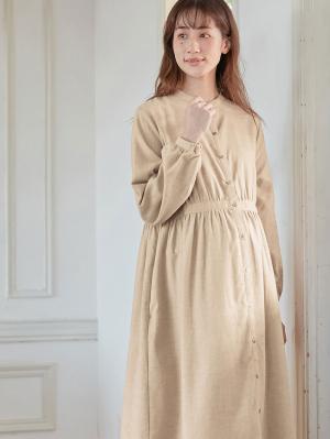 微起毛ふんわりフランネルホームウェアワンピース　マタニティ・授乳パジャマ10043