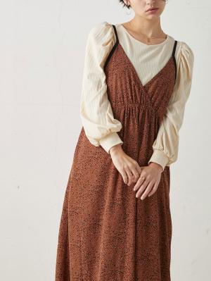 マタニティ ワンピース|エンパイアラインギャザーキャミ ワンピース　マタニティ・授乳服【出産後も長く使える】|ブラウン