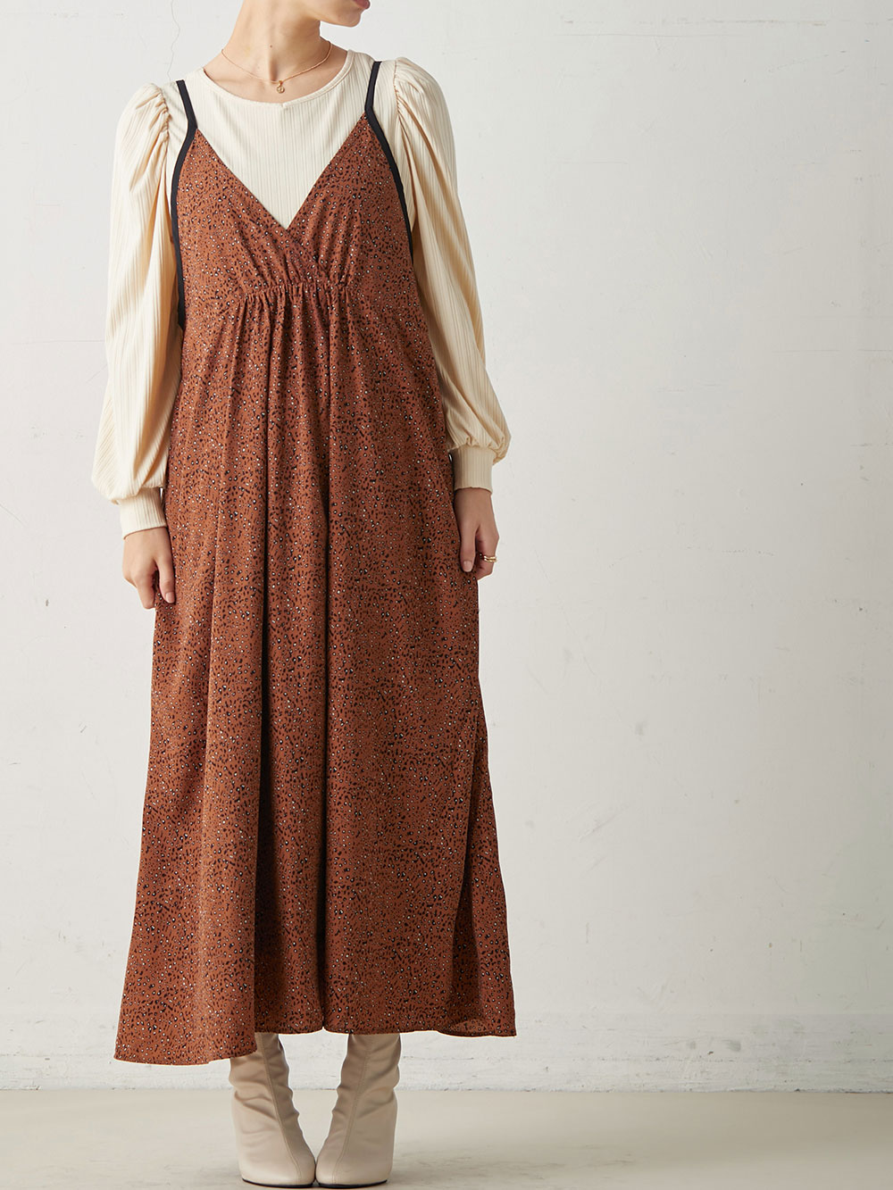 マタニティ ワンピース エンパイアラインギャザーキャミ ワンピース マタニティ 産後対応 マタニティウェア 授乳服通販 エンジェリーベ 公式