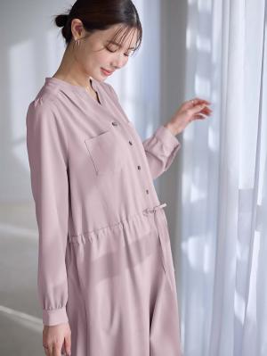 マタニティ ワンピース|ギャザーシャツ ワンピース　マタニティ・授乳服【出産後も長く使える】|ダスティピンク
