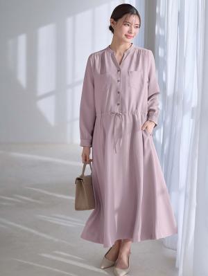 マタニティ ワンピース|ギャザーシャツ ワンピース　マタニティ・授乳服【出産後も長く使える】|ダスティピンク
