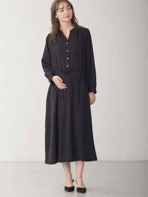 マタニティ ワンピース|ギャザーシャツ ワンピース　マタニティ・授乳服【出産後も長く使える】|ブラック