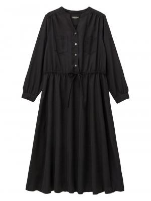 マタニティ ワンピース|ギャザーシャツ ワンピース　マタニティ・授乳服【出産後も長く使える】|ブラック