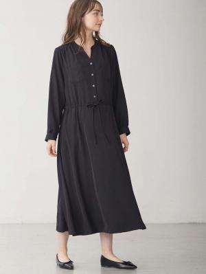 マタニティ ワンピース|ギャザーシャツ ワンピース　マタニティ・授乳服【出産後も長く使える】|ブラック