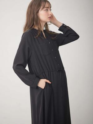 マタニティ ワンピース|ギャザーシャツ ワンピース　マタニティ・授乳服【出産後も長く使える】|ブラック