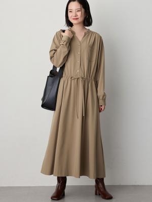 マタニティ ワンピース|ギャザーシャツ ワンピース　マタニティ・授乳服【出産後も長く使える】|モカブラウン