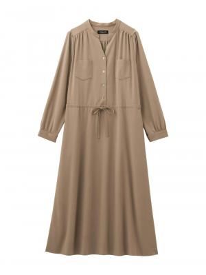 マタニティ ワンピース|ギャザーシャツ ワンピース　マタニティ・授乳服【出産後も長く使える】|モカブラウン