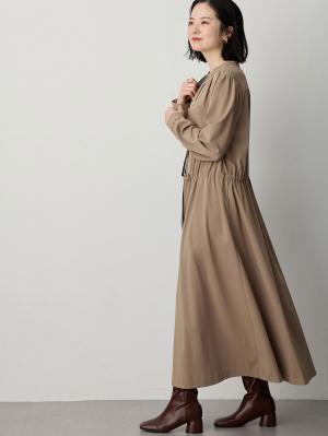 マタニティ ワンピース|ギャザーシャツ ワンピース　マタニティ・授乳服【出産後も長く使える】|モカブラウン