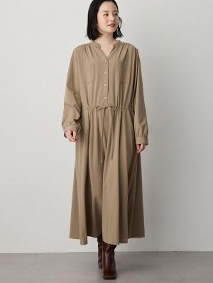 マタニティ ワンピース|ギャザーシャツ ワンピース　マタニティ・授乳服【出産後も長く使える】|モカブラウン