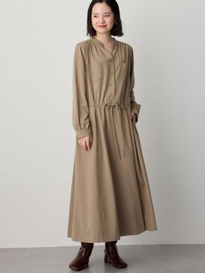 マタニティ ワンピース|ギャザーシャツ ワンピース　マタニティ・授乳服【出産後も長く使える】|モカブラウン