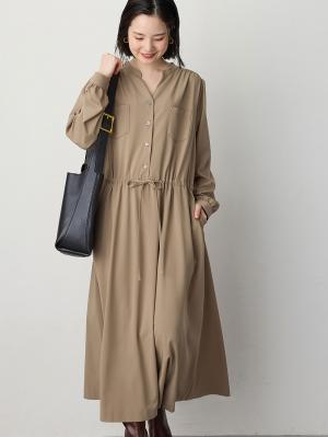 マタニティ ワンピース|ギャザーシャツ ワンピース　マタニティ・授乳服【出産後も長く使える】|モカブラウン