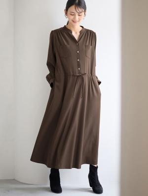 マタニティ ワンピース|ギャザーシャツ ワンピース　マタニティ・授乳服【出産後も長く使える】|ダークグリーン