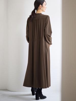 マタニティ ワンピース|ギャザーシャツ ワンピース　マタニティ・授乳服【出産後も長く使える】|ダークグリーン