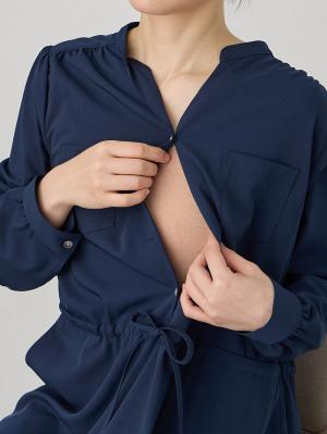 マタニティ ワンピース|ギャザーシャツ ワンピース　マタニティ・授乳服【出産後も長く使える】