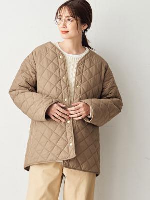 マタニティ アウター（コート）・ママコート|ダッカー付キルティング ショートコート　マタニティ・産後|ベージュ