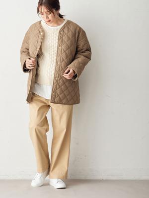 マタニティ アウター（コート）・ママコート|ダッカー付キルティング ショートコート　マタニティ・産後|ベージュ