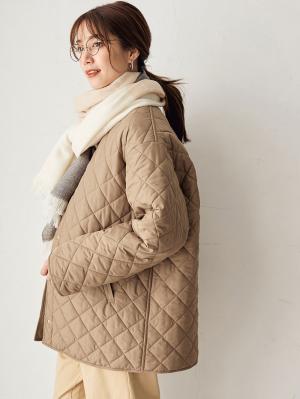 マタニティ アウター（コート）・ママコート|ダッカー付キルティング ショートコート　マタニティ・産後|ベージュ