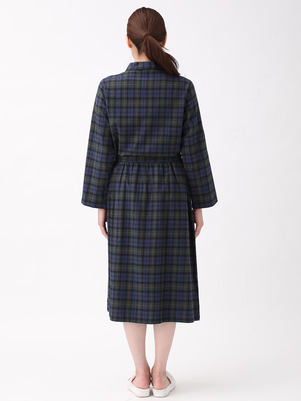 マタニティ パジャマ・ルームウェア|fairy(フェアリー)綿100%ネルチェックワンピネグリジェ(フロントスナップタイプ) マタニティ・授乳パジャマ