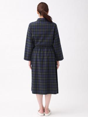 マタニティ パジャマ・ルームウェア|fairy(フェアリー)綿100%ネルチェックワンピネグリジェ(フロントスナップタイプ) マタニティ・授乳パジャマ