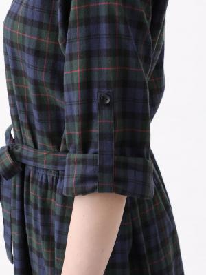 マタニティ パジャマ・ルームウェア|fairy(フェアリー)綿100%ネルチェックワンピネグリジェ(フロントスナップタイプ) マタニティ・授乳パジャマ