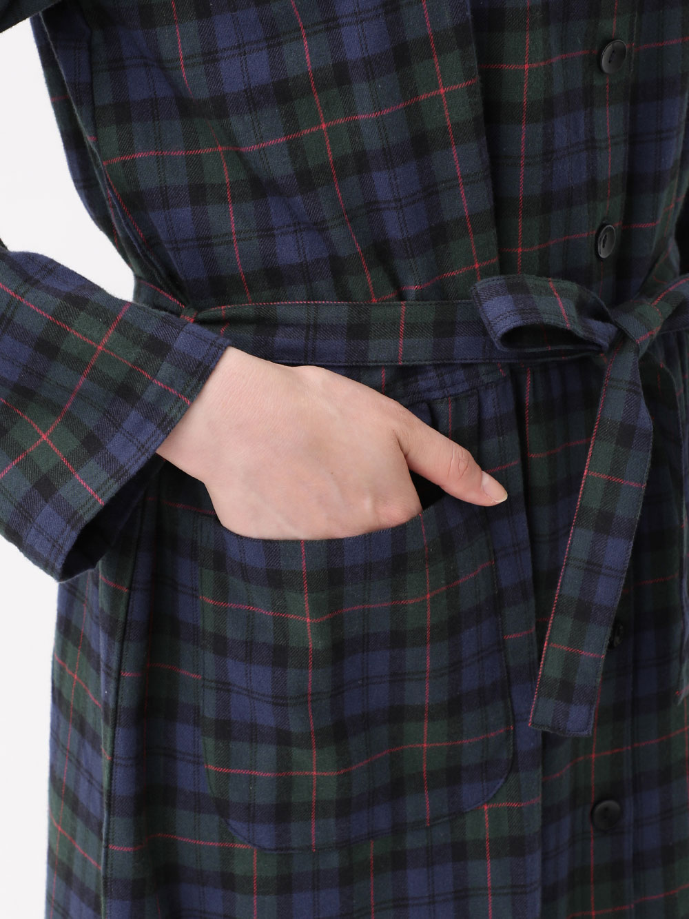 マタニティ パジャマ・ルームウェア|fairy(フェアリー)綿100%ネルチェックワンピネグリジェ(フロントスナップタイプ) マタニティ・授乳パジャマ