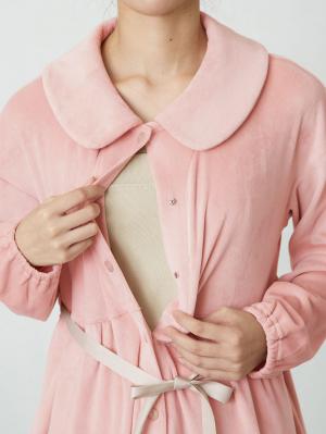 マタニティ パジャマ・ルームウェア|fairy（フェアリー）【セット】長袖ストレッチベロアラウンドカラーパジャマ　マタニティ・授乳パジャマ