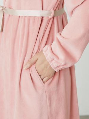 マタニティ パジャマ・ルームウェア|fairy（フェアリー）【セット】長袖ストレッチベロアラウンドカラーパジャマ　マタニティ・授乳パジャマ