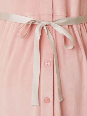 マタニティ パジャマ・ルームウェア|fairy（フェアリー）【セット】長袖ストレッチベロアラウンドカラーパジャマ　マタニティ・授乳パジャマ