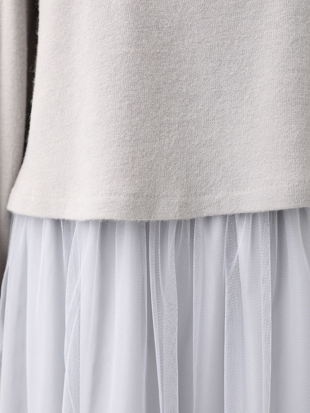 マタニティ ワンピース|ニットソー×チュールドッキングマキシ ワンピース　マタニティ・授乳服【出産後も長く使える】