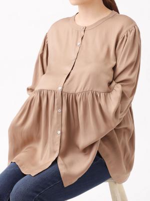 マタニティ トップス|ヴィンテージサテン ボリュームスリーブティアードブラウス マタニティ・授乳服【出産後も長く使える】
