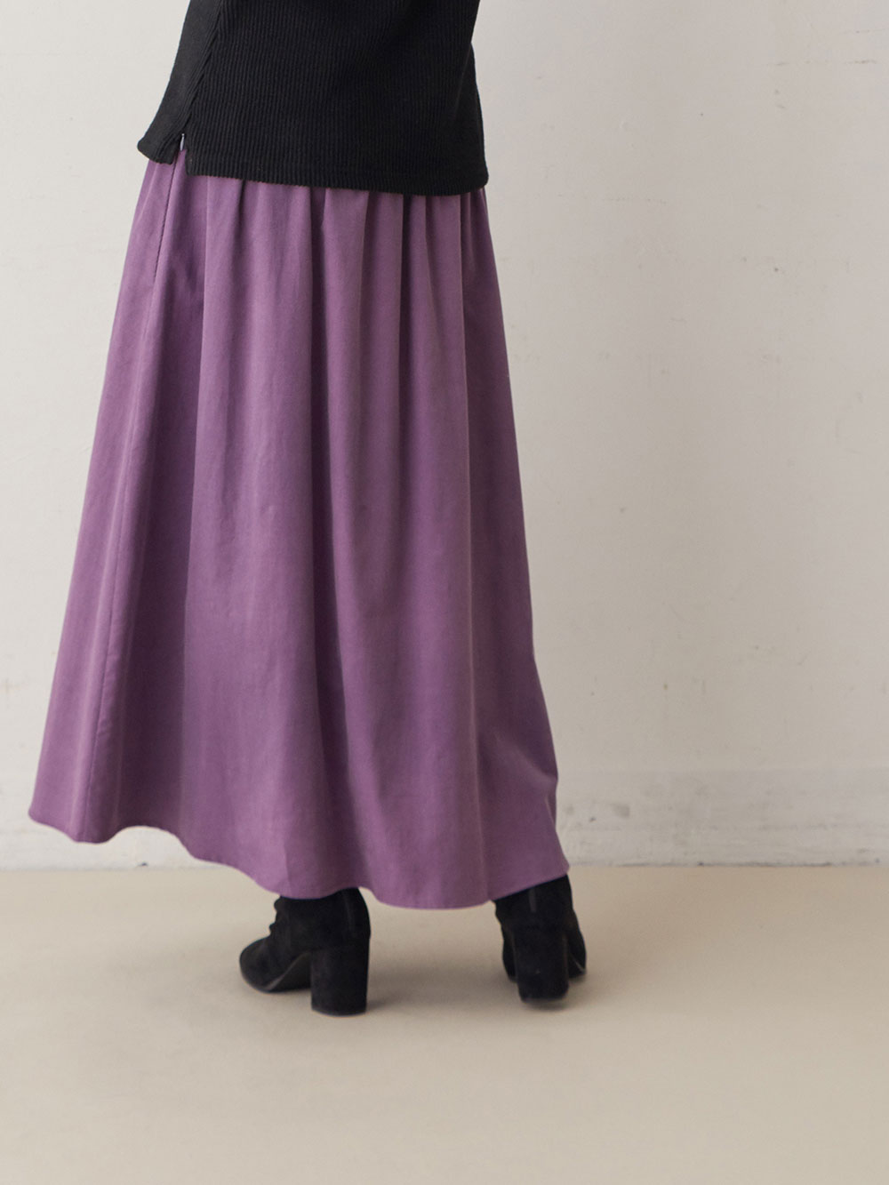 マタニティ スカート|コーデュロイギャザースカート　マタニティ・産後【出産後も長く使える】|パープル