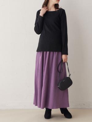 マタニティ スカート|コーデュロイギャザースカート　マタニティ・産後【出産後も長く使える】|パープル