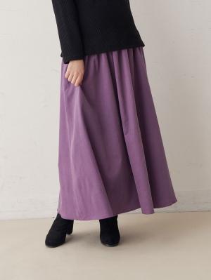 マタニティ スカート|コーデュロイギャザースカート　マタニティ・産後【出産後も長く使える】|パープル