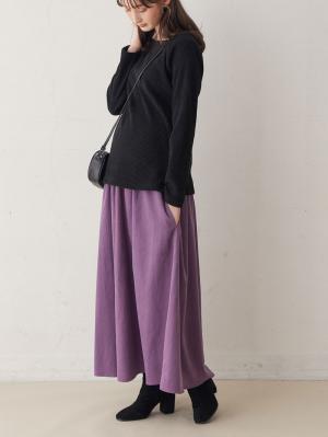 マタニティ スカート|コーデュロイギャザースカート　マタニティ・産後【出産後も長く使える】|パープル