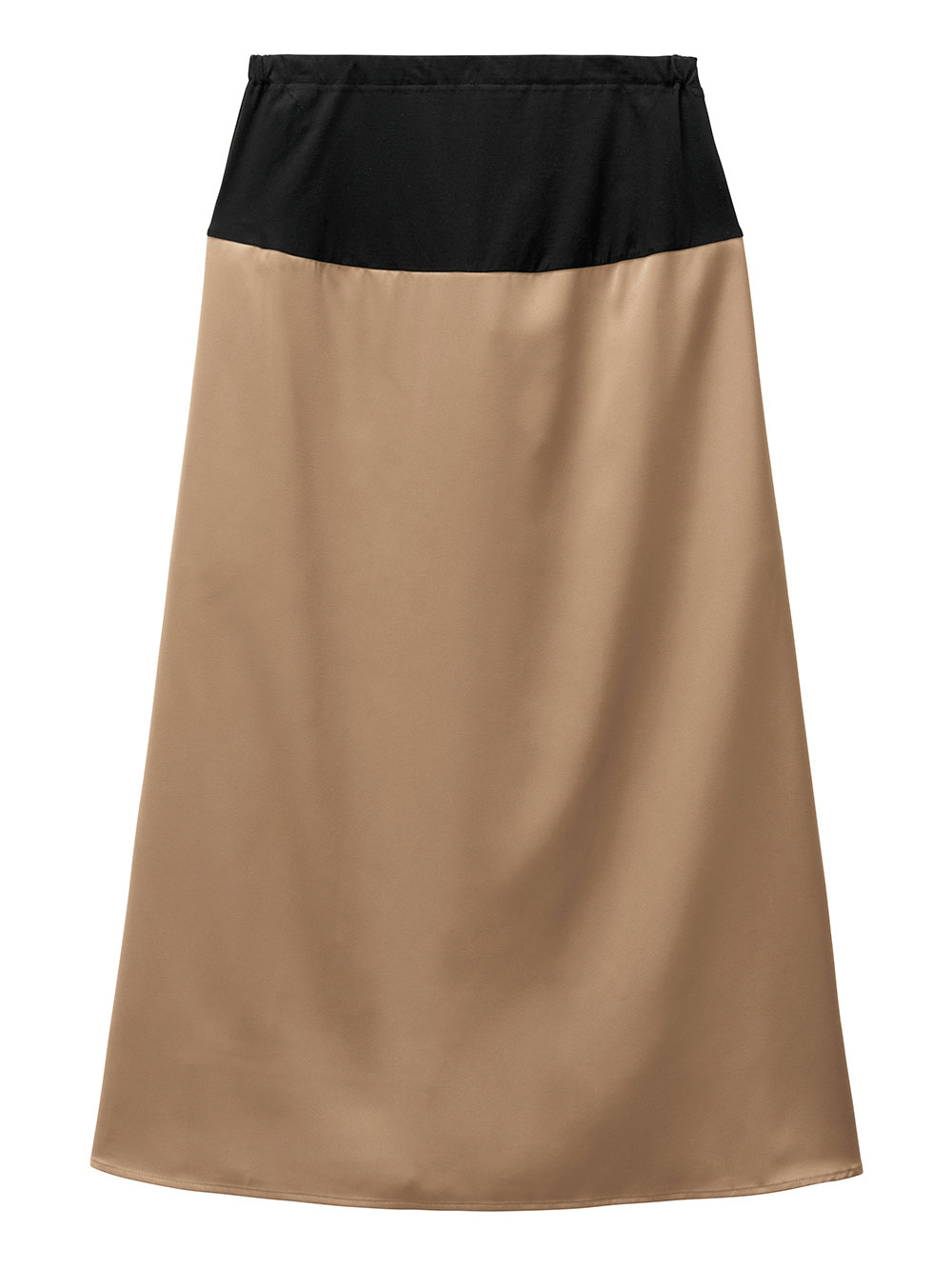 マタニティ スカート|【あったか～い。冬支度セール対象】サテンセミフレアロングスカートマタニティ・産後対応【出産後も長く使える】|ペールブラウン