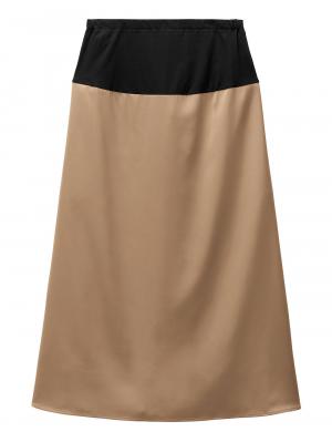 マタニティ スカート|【あったか～い。冬支度セール対象】サテンセミフレアロングスカートマタニティ・産後対応【出産後も長く使える】|ペールブラウン