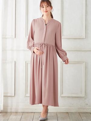 マタニティ ワンピース|ボリュームスリーブドロストギャザーマキシ ワンピース マタニティ・授乳服【出産後も長く使える】|モーヴ