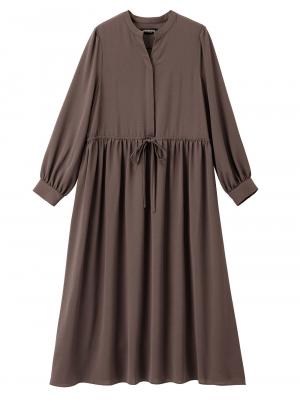 ボリュームスリーブドロストギャザーマキシ ワンピース　マタニティ・授乳服【出産後も長く使える】 10062