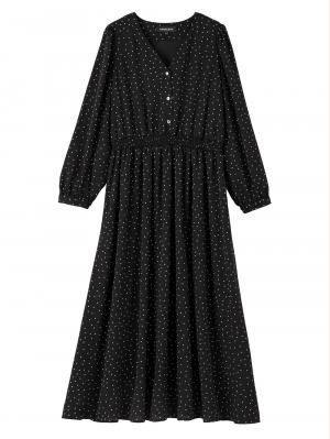 ウエストシャーリングVネックプリント　ワンピースマタニティ・授乳服【出産後も長く使える】 10063