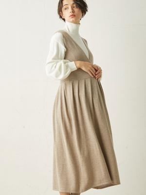 【セット】2WAYタートルネックニットトップス＆ニットカシュクールジャンパースカート　マタニティ・授乳服【出産後も長く使える】10065