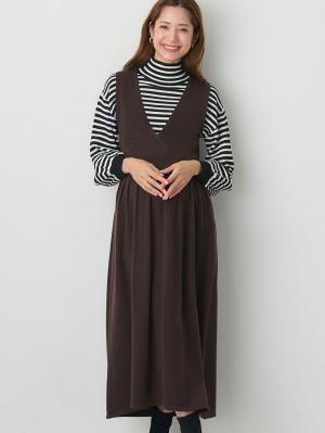 【セット】2WAYタートルネックニットトップス＆ニットカシュクールジャンパースカート　マタニティ・授乳服【出産後も長く使える】10065