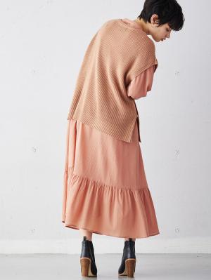 マタニティ トップス|授乳も便利なケーブルニットベスト　マタニティ・授乳服【出産後も長く使える】|ピンクブラウン